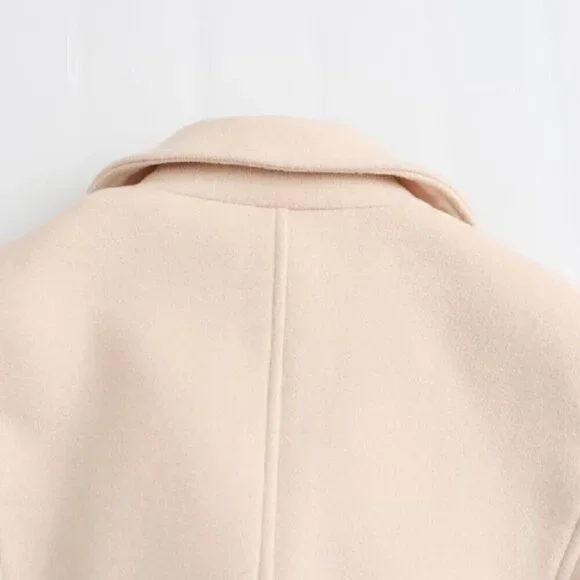 ZARA CROPPED WOOL BLEND DOUBLE BREASTED COAT - Picture 5 of 9